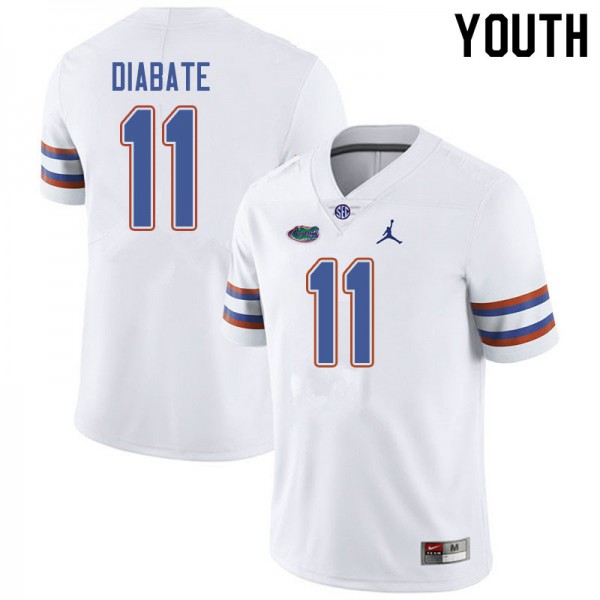 Jordan Brand Youth #11 Mohamoud Diabate Florida Gators College Football Jersey White